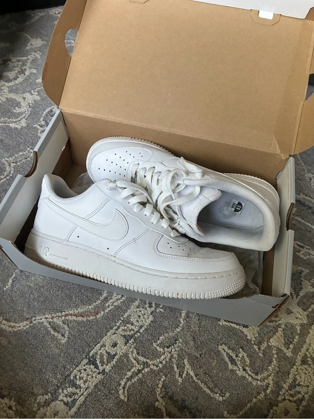 Nike White Leather Air Force 1 Low Sneakers